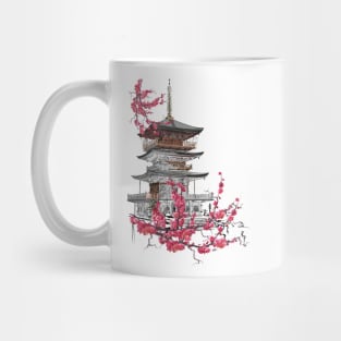 Pagode mit Sakura Mug